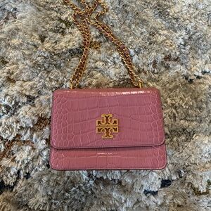 Tory Burch Pink croc crossbody bag